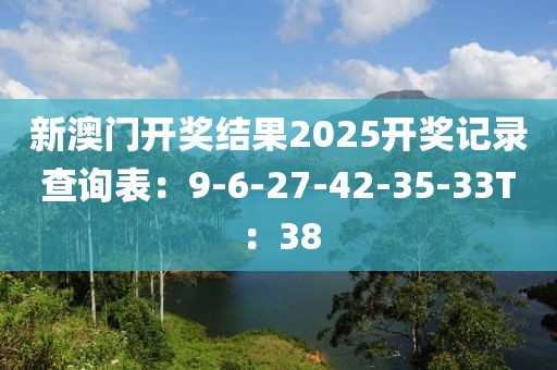 新澳门开奖结果2025开奖记录查询表：9-6-27-42-35-33T：38