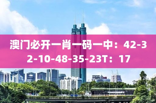 澳门必开一肖一码一中：42-32-10-48-35-23T：17