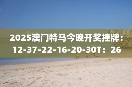 2025澳门特马今晚开奖挂牌：12-37-22-16-20-30T：26