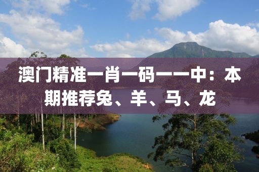 澳门精准一肖一码一一中：本期推荐兔、羊、马、龙