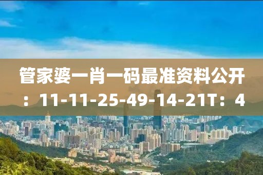 管家婆一肖一码最准资料公开：11-11-25-49-14-21T：4