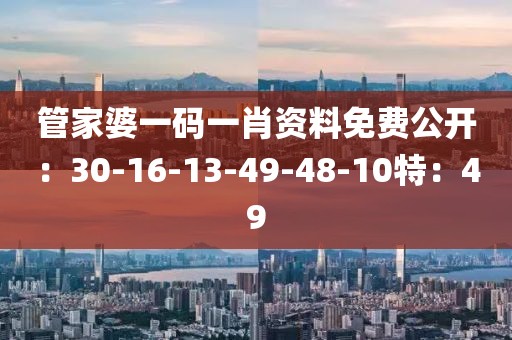 管家婆一码一肖资料免费公开：30-16-13-49-48-10特：49