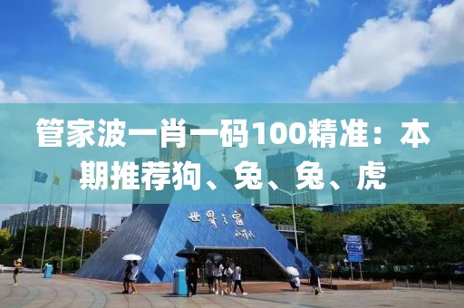 管家波一肖一码100精准：本期推荐狗、兔、兔、虎